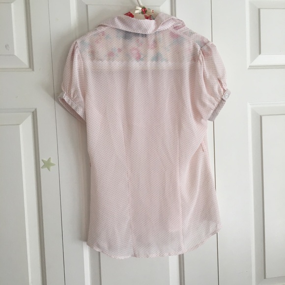 COPY - Short Sleeves Pink and White polka dot blouse - Picture 2 of 6